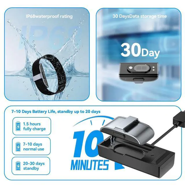 Alt view image 7 of 7 - 2026 Latest Screenless Fitness Tracker, Smart Bracelet Band, Activity & Sleep Tracking Wearable with App Sync, Lightweight Waterproof Activity Tracker Band for Men and Women