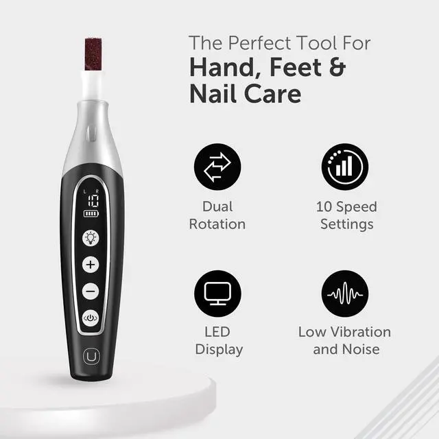 Alt view image 7 of 7 - PediLux Pro Professional Manicure Pedicure Kit, Thick Toenail Grinder, Cordless Electric Nail File Drill, Toe Nail for Dremel Tool, Filer, Sander, Remove Callus for Humans, Men, Women, Seniors