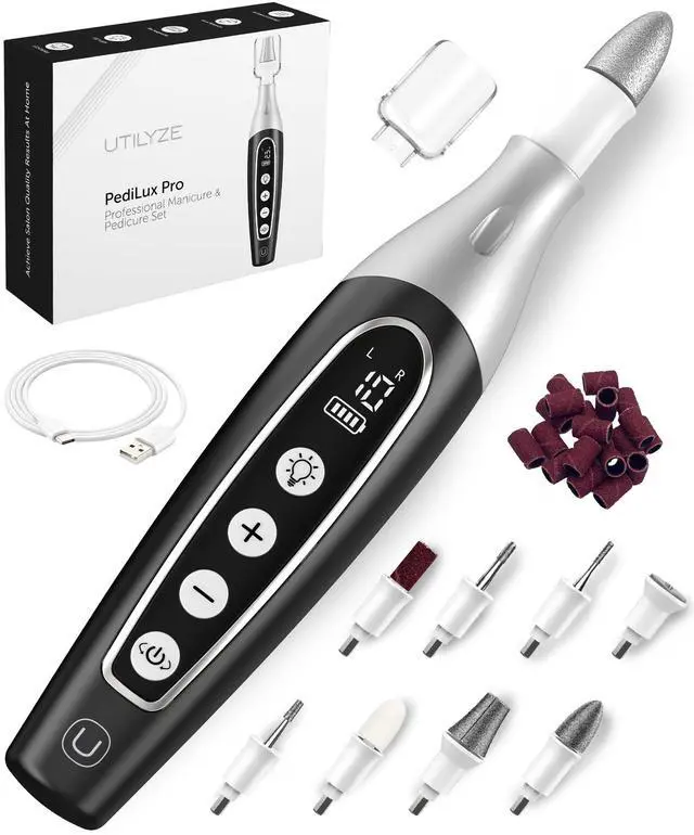 Main image of PediLux Pro Professional Manicure Pedicure Kit, Thick Toenail Grinder, Cordless Electric Nail File Drill, Toe Nail for Dremel Tool, Filer, Sander, Remove Callus for Humans, Men, Women, Seniors