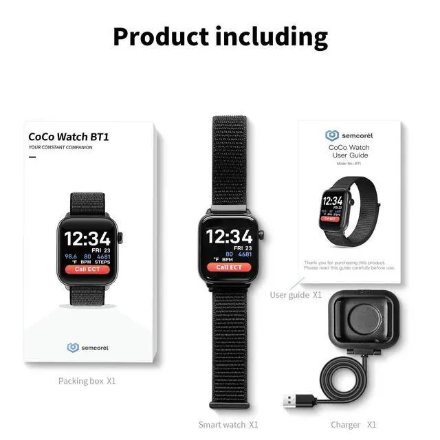 Alt view image 5 of 7 - Bluetooth Comfortable Health Monitoring Smartwatch for Seniors Heart Rate, Body Temperature, Blood Oxygen, Activity Tracking, Medication Reminder, SOS Emergency PERS, Gift