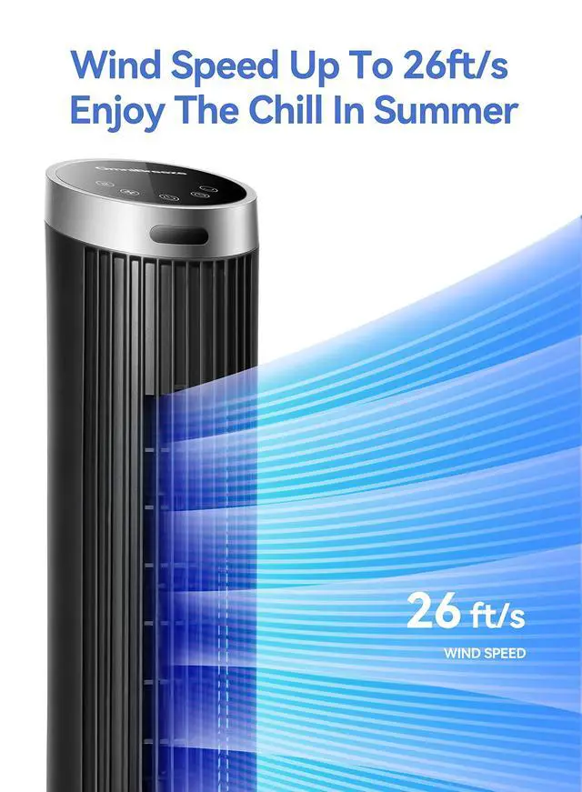 Alt view image 6 of 7 - Digital Electric Tower Fan, with Remote Control, LED Display, Standing Bladeless Floor Fans Cooling and Quite Indoor Living Room Bedroom use (36 Inch)