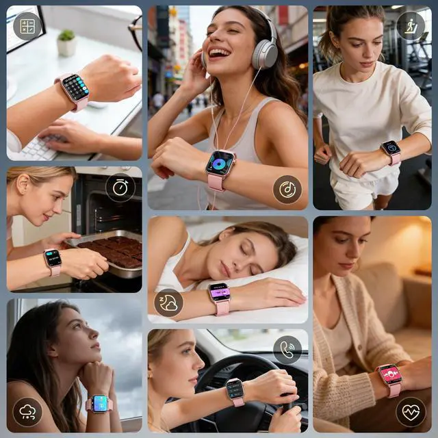 Alt view image 7 of 7 - Smart Watches for Women Men, 120 Sports Modes Smartwatch with 1.83 inches HD Display, Heart Rate/Sleep Monitor, IP67 Waterproof, Bluetooth Call & Music Control for iPhone/Android (Pink)