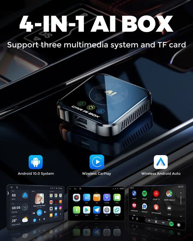 Alt view image 3 of 7 - Magic AI Box Wireless CarPlay Adapter, Fast Car Video Box Plug & Play, Easy Setup, Supports Netflix/YouTube/TF Card Streaming Equalizers and More for OEM Wired CarPlay/Android Auto Cars (Glossy Black)