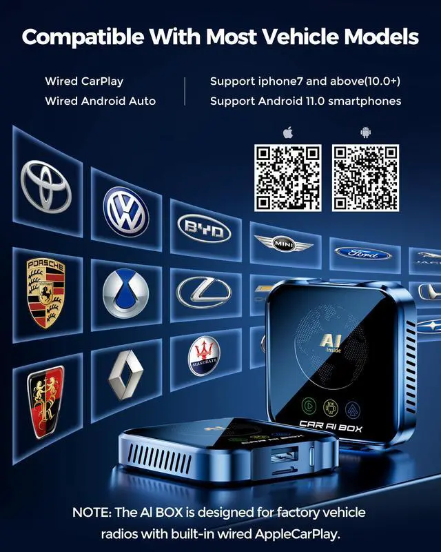 Alt view image 7 of 7 - Magic AI Box Wireless CarPlay Adapter, Fast Car Video Box Plug & Play, Easy Setup, Supports Netflix/YouTube/TF Card Streaming Equalizers and More for OEM Wired CarPlay/Android Auto Cars (Glossy Black)