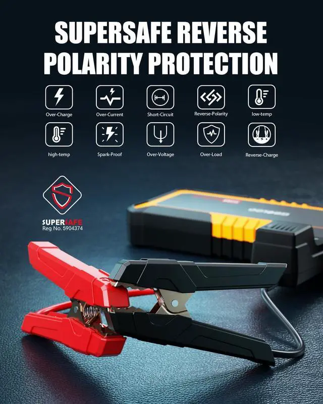 Alt view image 4 of 7 - GP3000 3000A Jump Starter,12V Car Battery Jump Starter for up to 9.0L Gas Engines & 7.0L Diesel, Supersafe Lithium Jump Box Battery Booster Pack, Auto Battery Starter with USB Quick Charge