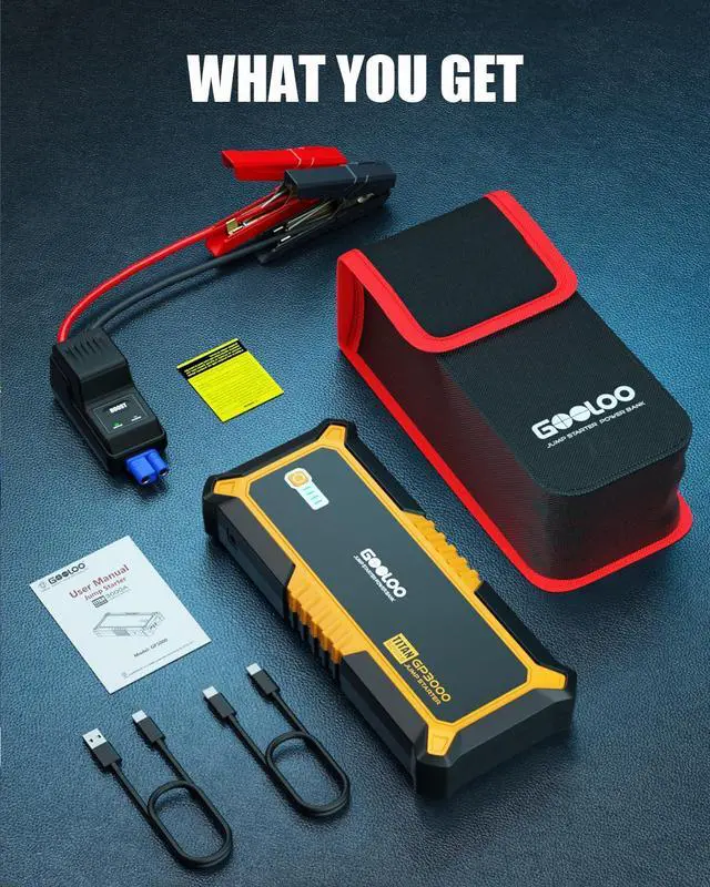 Alt view image 7 of 7 - GP3000 3000A Jump Starter,12V Car Battery Jump Starter for up to 9.0L Gas Engines & 7.0L Diesel, Supersafe Lithium Jump Box Battery Booster Pack, Auto Battery Starter with USB Quick Charge