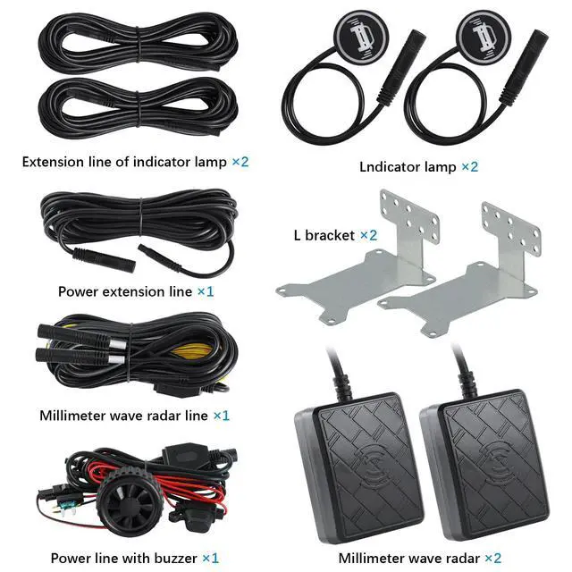 Alt view image 2 of 7 - Blind Spot Monitoring System for Cars, Universal DC12V BSD Sensor Kit with Lane Change Warning, 24GHz Millimeter Wave Radar Safety Assist