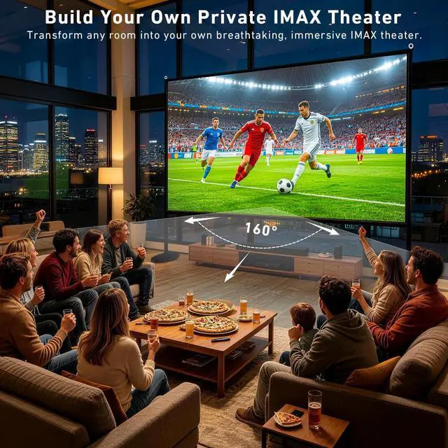 Alt view image 4 of 6 - 150 inch Projector Screen with Stand, 16:9 4K HD Portable Outdoor Movie Screen, Wrinkle-Free Foldable Indoor Projection Screen with Carry Bag & Ground Nails for Backyard Cinema Home Theater