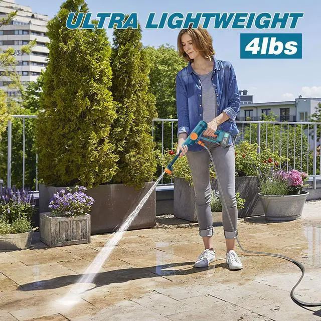 Alt view image 7 of 7 - 6000mAh Portable Cordless Washer, Brushless Battery Operated, Handheld Car Washer with 6-in-1 Nozzle Battery Charger,Lightweight Washer Cleaning Tool with Foam Pot for Patio Boat Fence