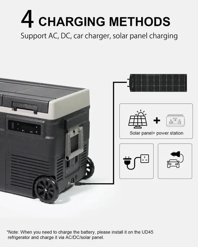 Alt view image 3 of 7 - UD45 12V Dual Zone Portable Car Refrigerator Detachable Battery - 173Wh (Black)