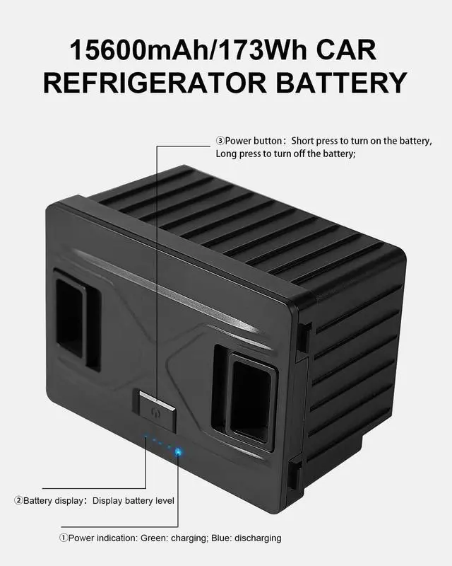 Alt view image 4 of 7 - UD45 12V Dual Zone Portable Car Refrigerator Detachable Battery - 173Wh (Black)