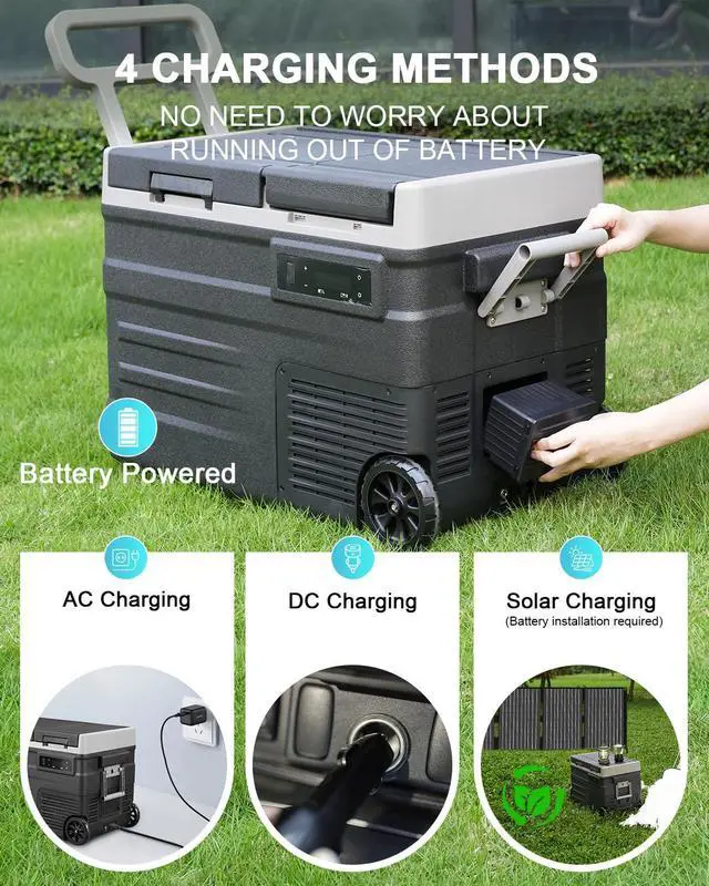 Alt view image 6 of 7 - UD45 12V Dual Zone Portable Car Refrigerator Detachable Battery - 173Wh (Black)