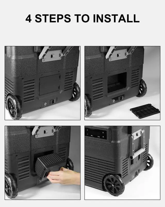 Alt view image 7 of 7 - UD45 12V Dual Zone Portable Car Refrigerator Detachable Battery - 173Wh (Black)