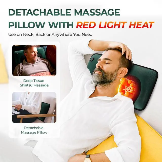 Alt view image 3 of 7 - Full Body Massage Mat with Heat, Detachable Massager Pad Deep Tissue Pain Relief,10 Vibrating Motors for Relaxation at Home or Office