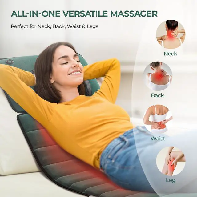 Alt view image 5 of 7 - Full Body Massage Mat with Heat, Detachable Massager Pad Deep Tissue Pain Relief,10 Vibrating Motors for Relaxation at Home or Office