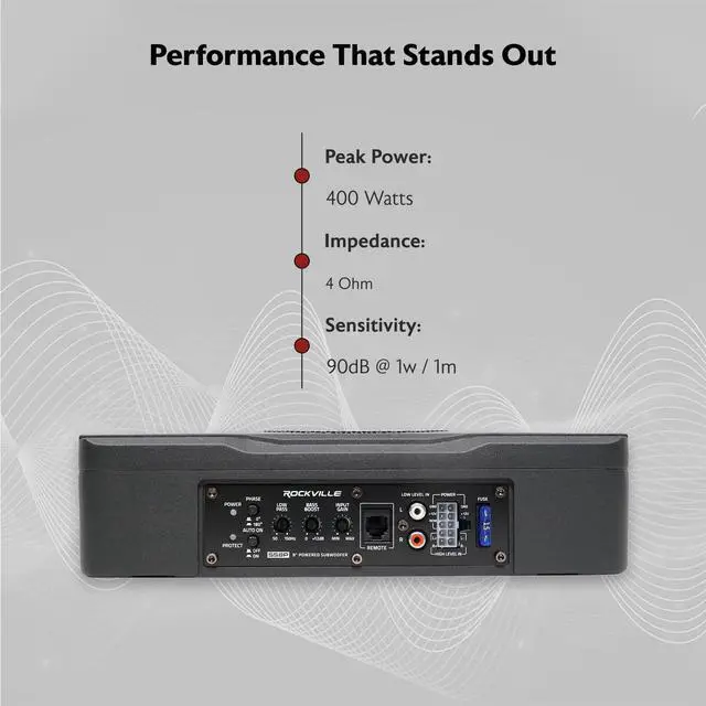 Alt view image 5 of 7 - SS8P 400W 8" Slim Under-Seat Active Subwoofer, High-Level Inputs, Cast Aluminum Enclosure, for Car/Truck Audio Systems