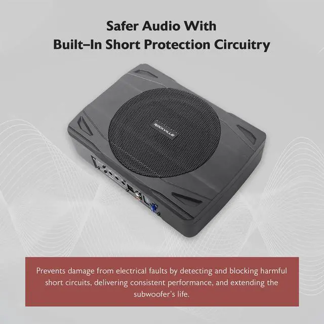 Alt view image 6 of 7 - SS8P 400W 8" Slim Under-Seat Active Subwoofer, High-Level Inputs, Cast Aluminum Enclosure, for Car/Truck Audio Systems