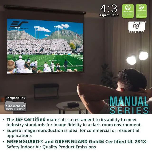 Alt view image 3 of 7 - Manual Series, 84-INCH 16:9, Pull Down Manual Projector Screen with AUTO LOCK, Movie Home Theater 8K / 4K Ultra HD 3D Ready, 2-YEAR WARRANTY, M84UWH, 16:9, Black