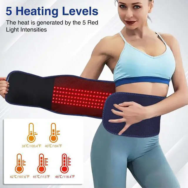 Alt view image 3 of 6 - Cordless Back Massager Belt - FSA-HSA Eligible Red Light Therapy Massage Belt with 5 Heating Levels,3 Vibration Modes, Lower Back Massager for Pain Relief Deep Tissue,4 Motors,Battery-Powered (Blue)
