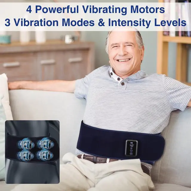 Alt view image 4 of 6 - Cordless Back Massager Belt - FSA-HSA Eligible Red Light Therapy Massage Belt with 5 Heating Levels,3 Vibration Modes, Lower Back Massager for Pain Relief Deep Tissue,4 Motors,Battery-Powered (Blue)