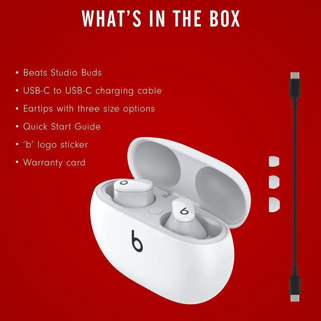 Alt view image 4 of 5 - Studio Buds - True Wireless Noise Cancelling Earbuds - Compatible with Apple & Android, Built-in Microphone, IPX4 Rating, Sweat Resistant Earphones, Class 1 Bluetooth Headphones - White