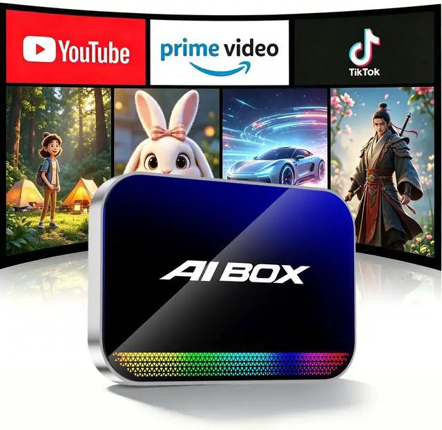 Main image of Magic AI Box, Wireless CarPlay Android Auto Adapter with Net-Flix YouTube TikTok, Built-in Play Store and Screen Mirroring, Plug and Play Video Adapter for OEM Factory Wired CarPlay Vehicles