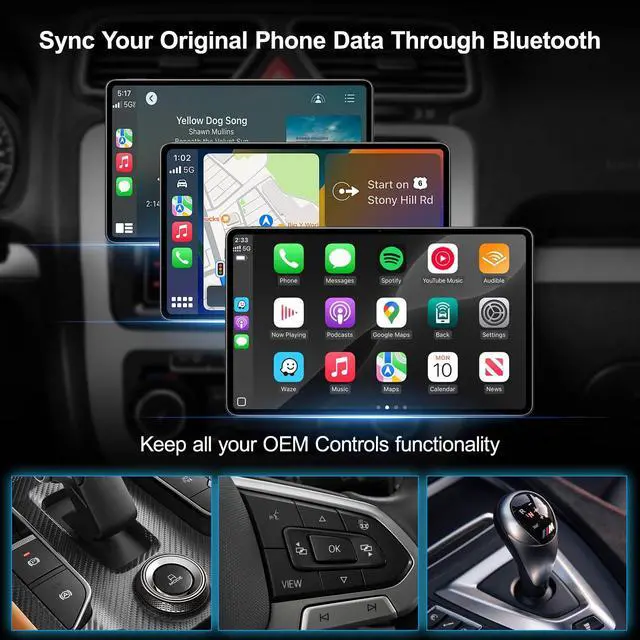 Alt view image 3 of 7 - Magic AI Box, Wireless CarPlay Android Auto Adapter with Net-Flix YouTube TikTok, Built-in Play Store and Screen Mirroring, Plug and Play Video Adapter for OEM Factory Wired CarPlay Vehicles