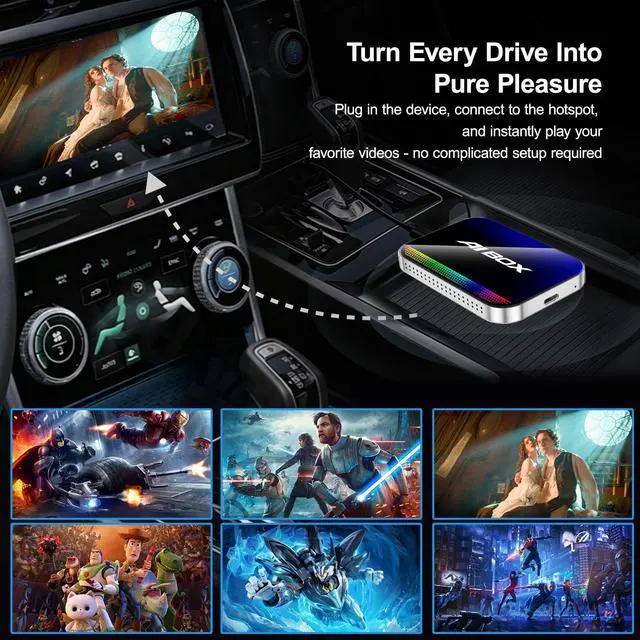 Alt view image 7 of 7 - Magic AI Box, Wireless CarPlay Android Auto Adapter with Net-Flix YouTube TikTok, Built-in Play Store and Screen Mirroring, Plug and Play Video Adapter for OEM Factory Wired CarPlay Vehicles