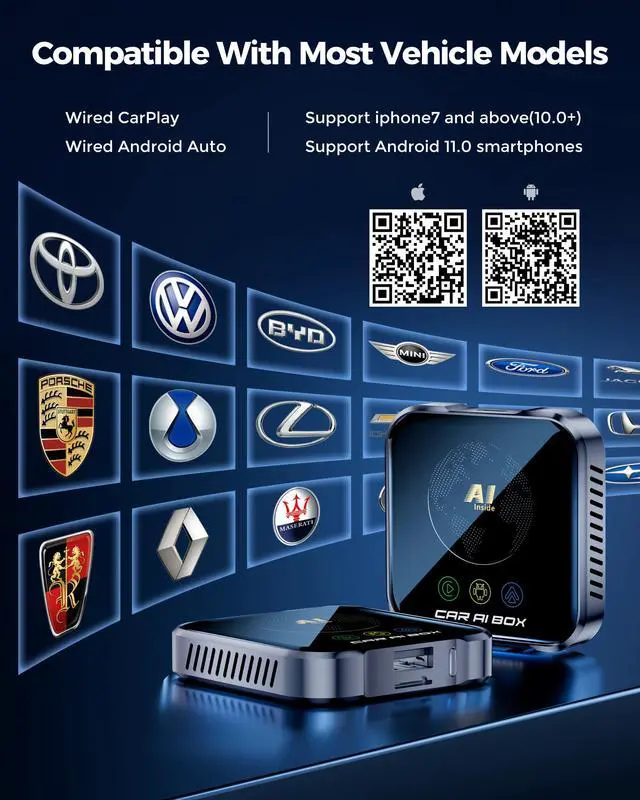 Alt view image 7 of 7 - Magic AI Box Wireless CarPlay Adapter, Fast Car Video Box Plug & Play, Easy Setup, Supports Netflix/YouTube/TF Card Streaming Equalizers and More for OEM Wired CarPlay/Android Auto Cars(Tech Gray)