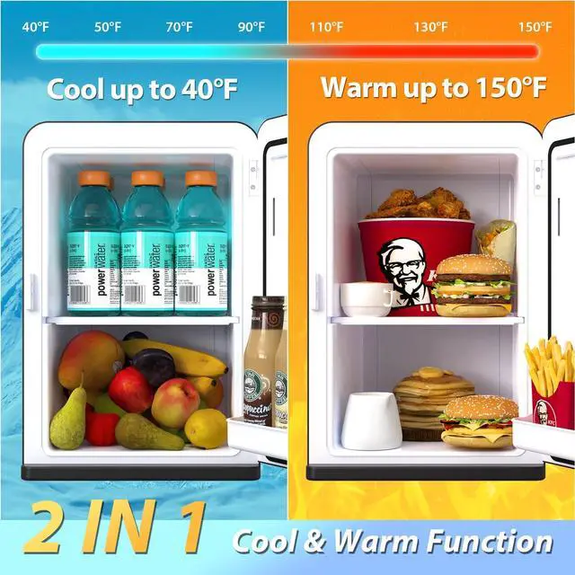 Alt view image 3 of 7 - Mini Fridge for Bedroom, 15 Litre/21 Cans Portable Mini Refrigerator with AC/DC Power for Office, Dorm and Car, Thermoelectric Electric Cooler & Warmer Skincare Fridge for Drinks, Food, Cosmetics