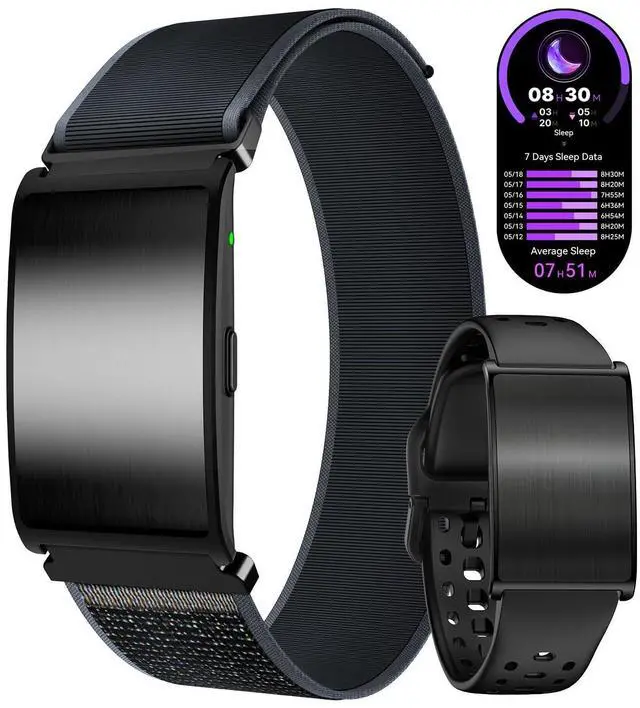 Main image of Smart Bracelet for Men Women, Screen-Free Fitness Tracker, No Subscription, 35-Day Battery Life, 24/7 Activity and Sleep Monitor, Menstrual Cycle Insights, AI Analysis (2 Bands)