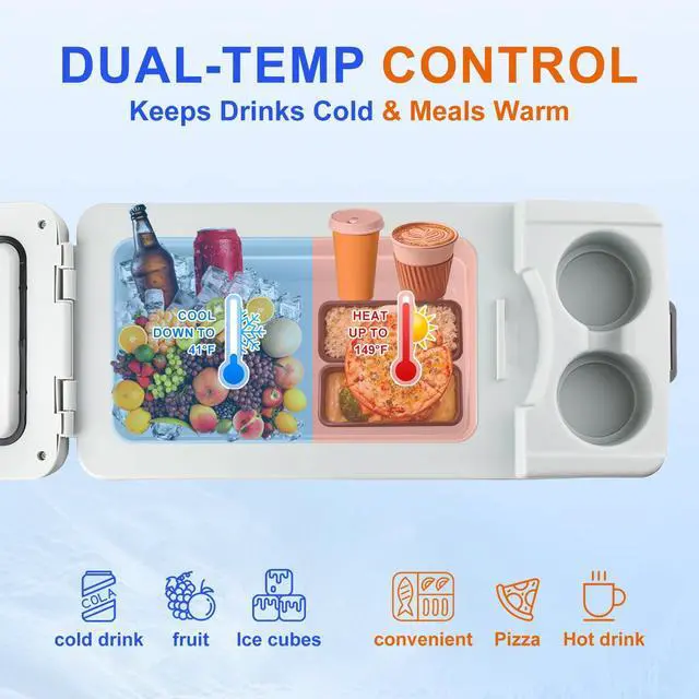 Alt view image 4 of 7 - 11L/Quart Electric Cooler & Warmer - Portable Car Refrigerator 12 Volt DC Car Fridge with Dual-Temp Control (41°F~149°F) Car Fridge 12V Refrigerator for Camping, Travel & Road Trips,RV, Boat