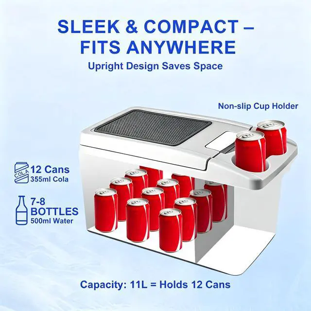 Alt view image 3 of 7 - 11L/Quart Electric Cooler & Warmer - Portable Car Refrigerator 12 Volt DC Car Fridge with Dual-Temp Control (41°F~149°F) Car Fridge 12V Refrigerator for Camping, Travel & Road Trips,RV, Boat
