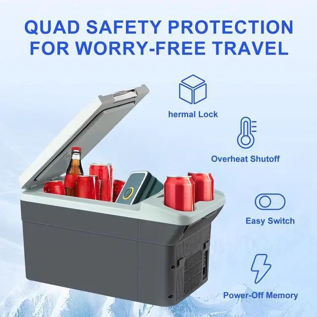 Alt view image 6 of 7 - 11L/Quart Electric Cooler & Warmer - Portable Car Refrigerator 12 Volt DC Car Fridge with Dual-Temp Control (41°F~149°F) Car Fridge 12V Refrigerator for Camping, Travel & Road Trips,RV, Boat