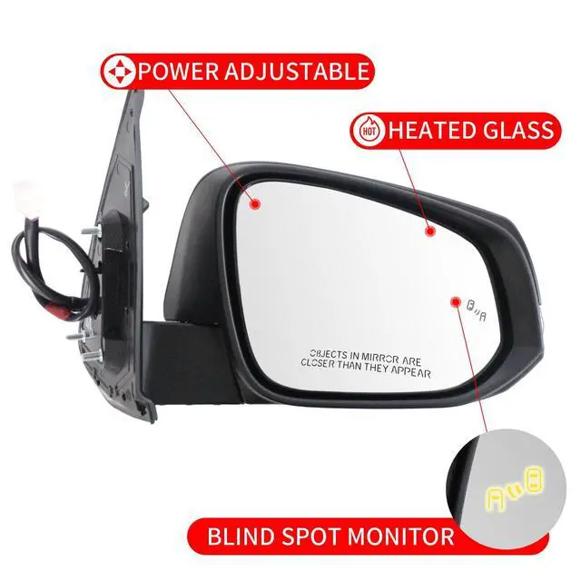 Alt view image 3 of 6 - Right Passenger Side Mirror replacement for TOYOTA Tacoma 2016-2023 Accessories 8 pins Heated Turn Signals Light Power Adjusted Glass With Blind Spot Monitoring(BSM) TO1321350, 8791004240 RH