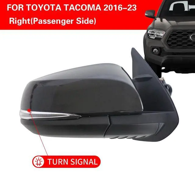Alt view image 2 of 6 - Right Passenger Side Mirror replacement for TOYOTA Tacoma 2016-2023 Accessories 8 pins Heated Turn Signals Light Power Adjusted Glass With Blind Spot Monitoring(BSM) TO1321350, 8791004240 RH