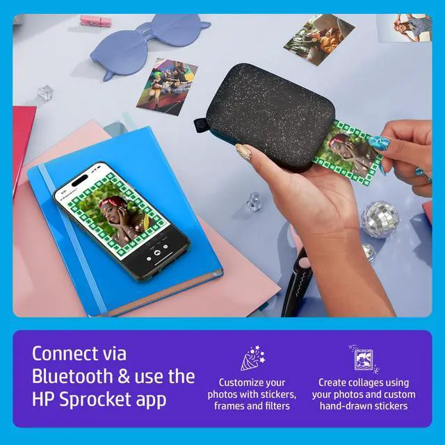 Alt view image 3 of 7 - Sprocket Portable 2x3 Inch Instant Photo Printer (Black Noir) Print Pictures on Zink Sticky-Backed Paper From Your iOS & Android Device