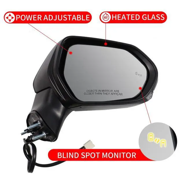 Alt view image 3 of 7 - for Toyota Camry Side Mirror Assembly Passenger Side 2024 2018 2019 2020 2021 2022 2023 2024 |Power |Heated |Turn Signal |Blind Spot Monitoring | (POWER+LAMP+HEAT+BSM, Passenger Side(RH))