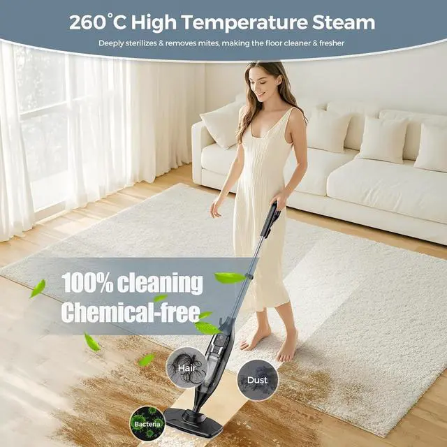 Alt view image 4 of 7 - Steam Mop, 12-in-1 Powerful Handheld Steam Cleaner Detachable Steam Mops for Floor Cleaning, 565ML Removable Tank, 23FT Power Cable, MultiPurpose Steamer for Hardwood, Tile, Grout, Furniture