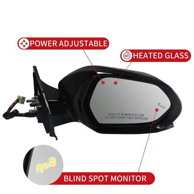 Alt view image 3 of 6 - for TOYOTA PRIUS Side Mirror Assembly 2016 2017 2018 2019-2024 | Power | Heated |BSM/Blind Spot Monitoring Replacement TO1321357 for TOYOTA PRIUS Accessories (Passenger Side(RH))
