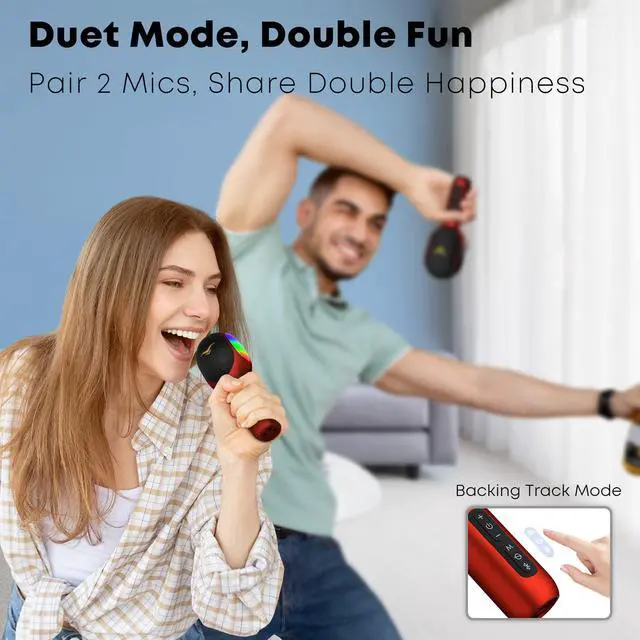 Alt view image 4 of 6 - Wireless Bluetooth Karaoke Microphone, 5-in-1 Portable Handheld Mic Speaker with Dynamic RGB Lights, Mini Karaoke Machine for Car Travel Home Party, Music Recording, Duet Singing, Gift for Kids Adults