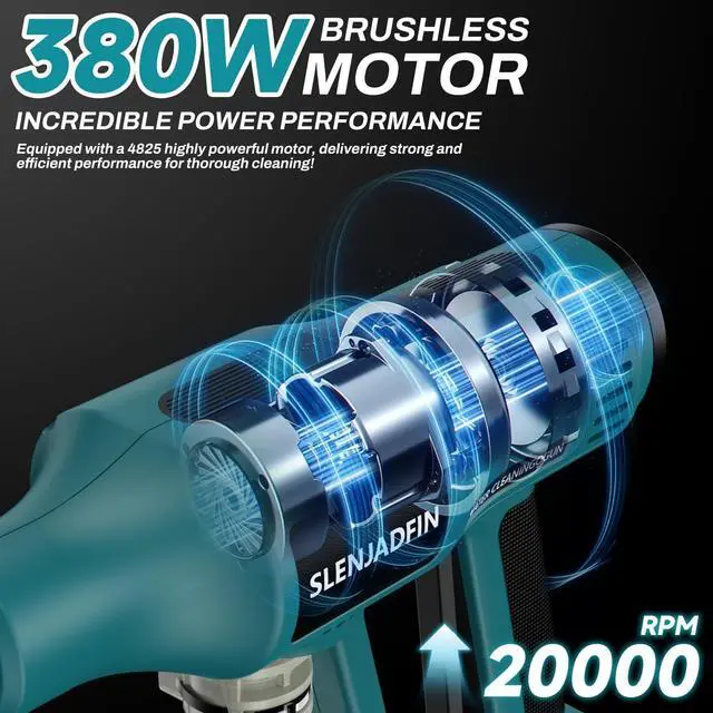 Alt view image 2 of 7 - Cordless Portable Washer Compatible with Makita 18V Battery, Portable Handheld Cleaning Tool with Brushless Motor, 6-in-1 Nozzle, 4 Level Adjustable for Car Floor Fence Wall (Tool only)