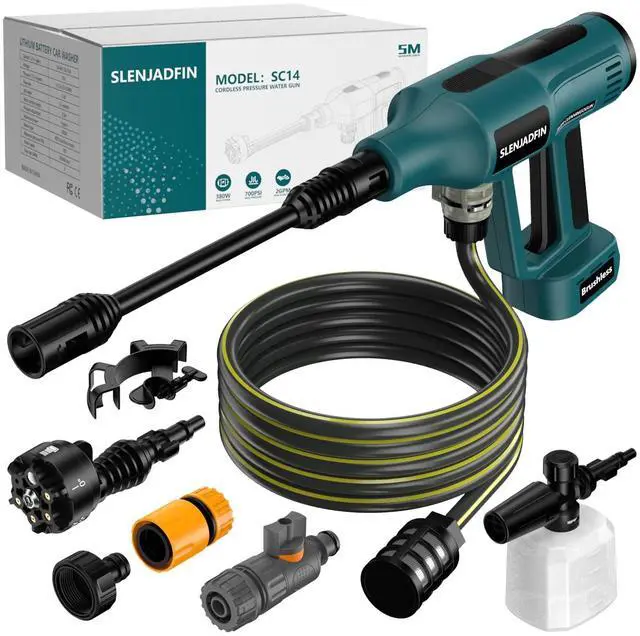 Main image of Cordless Portable Washer Compatible with Makita 18V Battery, Portable Handheld Cleaning Tool with Brushless Motor, 6-in-1 Nozzle, 4 Level Adjustable for Car Floor Fence Wall (Tool only)