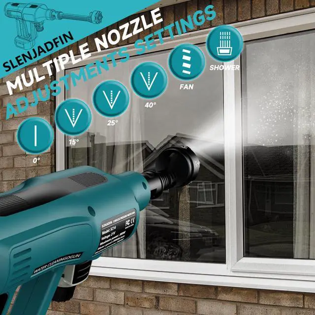 Alt view image 5 of 7 - Cordless Portable Washer Compatible with Makita 18V Battery, Portable Handheld Cleaning Tool with Brushless Motor, 6-in-1 Nozzle, 4 Level Adjustable for Car Floor Fence Wall (Tool only)