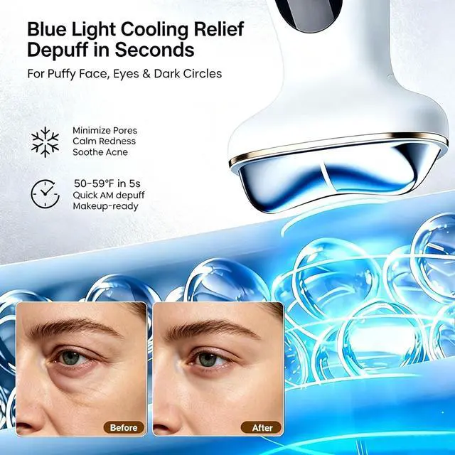 Alt view image 5 of 7 - Cold Heated Electric Gua Sha, Facial Neck Lymphatic Drainage Sculpting Tool, Cooling Depuffing Wand for Puffy Face Eyes, 7-in-1 LED Red Light Face Massager for Lifting, Contouring, Firming