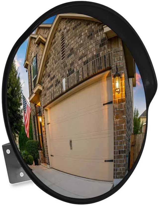 Main image of Large 24 Inch Convex Mirror for Blind Spots - Shatterproof Polycarbonate, 180° Wide View for Driveways, Intersections, Warehouses, Roads, and Large Areas - Indoor & Outdoor Security Mirror