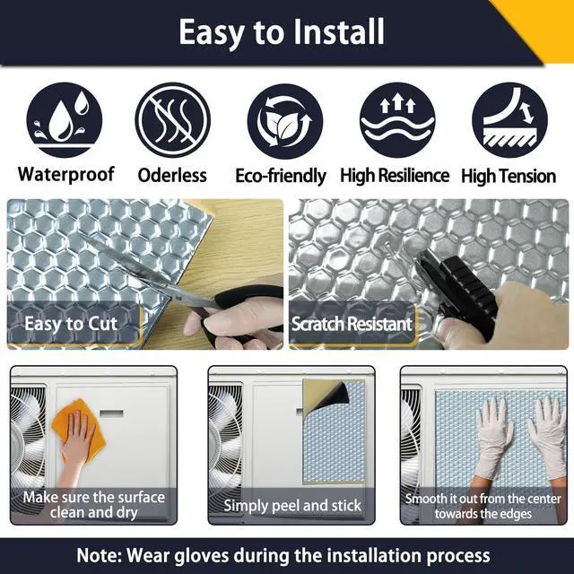 Alt view image 6 of 6 - Vibration Damping Mat, 10 pcs 15.7 x 9 x 0.08 Inches Self-Adhesive Sound Deadening Sheets, Aluminum Foil Noise Dampening Panels for Vent, Duct Wrap, Pipes, Engine, Water Pump, Audio, Car