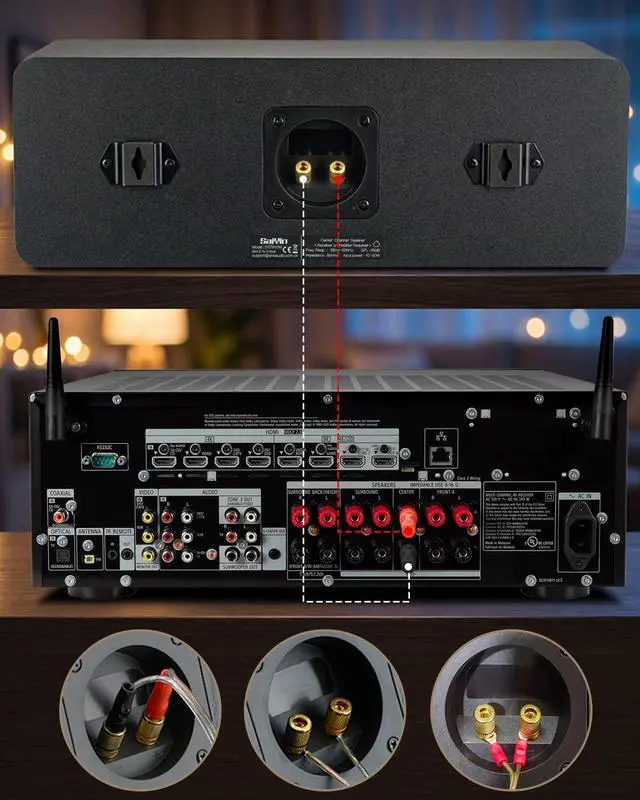 Alt view image 6 of 6 - Center Channel Speaker for Home Theater Surround Sound System with 5 inch Woofer, 8 and 20mm Silk-Dome Horn Tweeter for TV, Receiver or Amplifier Required, Wall-mountable
