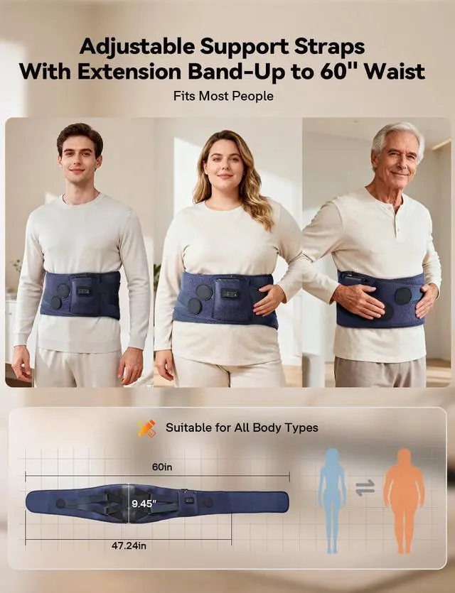 Alt view image 5 of 7 - 10000mAh Cordless Heating Pad for Back Pain Relief, Rechargeable Wearable Back Massager with 3 Heat, 5 Vibration & Timer, Portable Heating Pad for Daily Comfort Anywhere, Gifts for Women Men Mom Dad