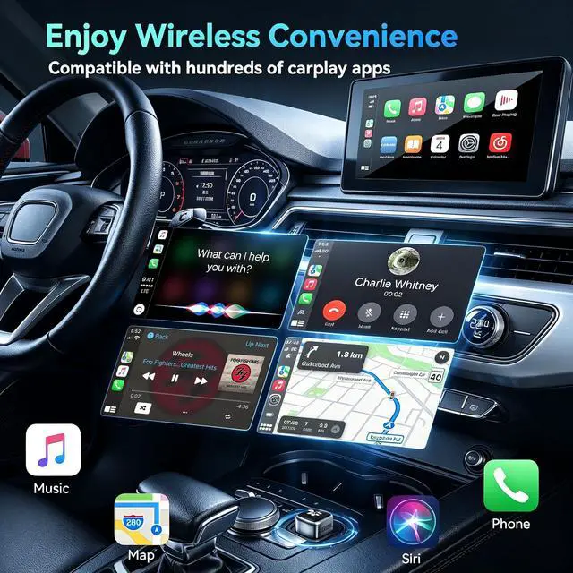 Alt view image 2 of 7 - 2026 Upgraded Wireless CarPlay Adapter, 2-in-1 Mini CarPlay Adapter for iPhone & Android, 3 Second Auto Stable Connection with Zero Latency, Plug & Play for 2016+ Cars with USB-A/USB-C Ports